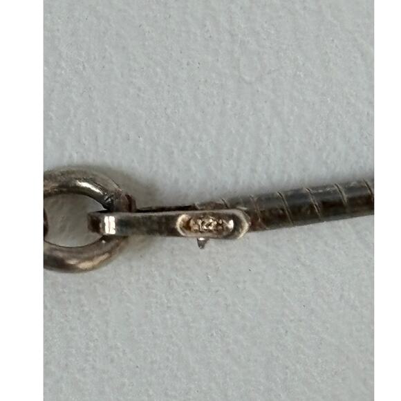 Sterling Silver Omega Chain Yellow Bead Wine Glass Charm Necklace 16" #64325 - Picture 6 of 6